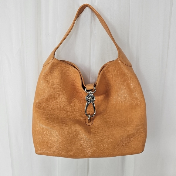 Dooney & Bourke Leather Pebble Grain Logo Lock Sac in clementine